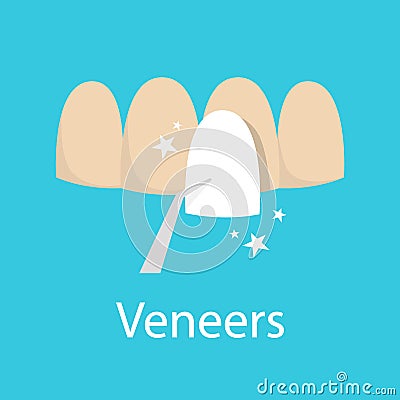 Veneer concept. Idea of tooth restoration and crown Vector Illustration