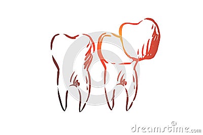 Veneer, dental, care, dentistry, whitening concept. Hand drawn isolated vector. Vector Illustration