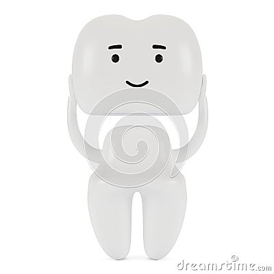 Veneer tooth, cartoon character. The concept of dental examination of teeth, dental health and hygiene. Cartoon Illustration