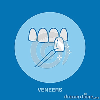 Veneers line icon. Dental care equipment sign, medical elements. Health care thin linear symbol for dentistry clinic Vector Illustration