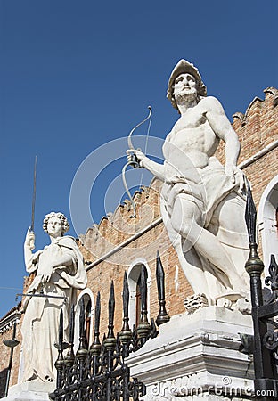 Venetian Arsenal statues Stock Photo