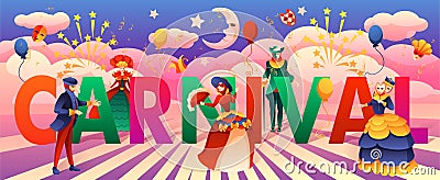 Venetian carnival colorful advertising poster Vector Illustration