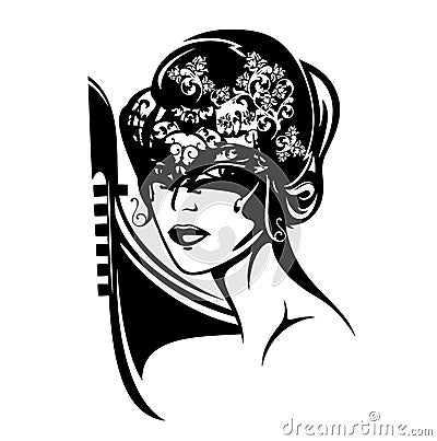 Venetian carnival mysterious woman vector portrait Vector Illustration