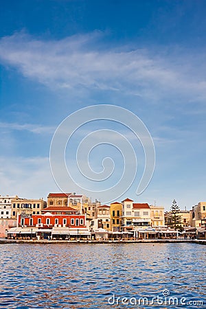 Venetian harbour in Chania Stock Photo