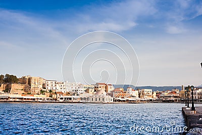 Venetian harbour in Chania Stock Photo