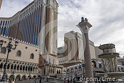 The Venetian hotel and resort with blue sky and clouds in Las Vegas Nevada Editorial Stock Photo