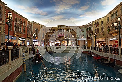 The Venetian Macao Resort Hotel with mass travelers, Macau Editorial Stock Photo