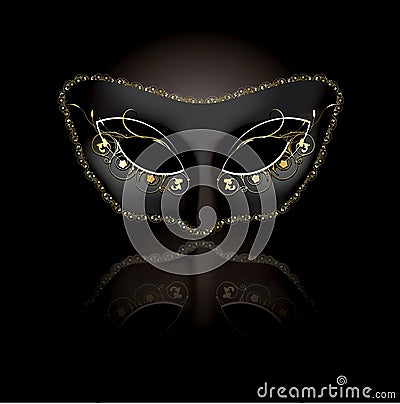 Venetian mask with black background Vector Illustration