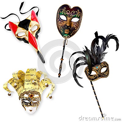 Venetian Masks Collection Stock Photo