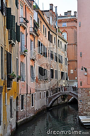 Venetian Narrow Water Channel Stock Photo
