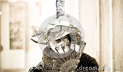 A Venetian noble investment with hat and fan Stock Photo