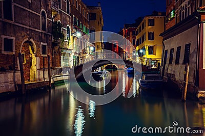 Venetian street in the night Stock Photo