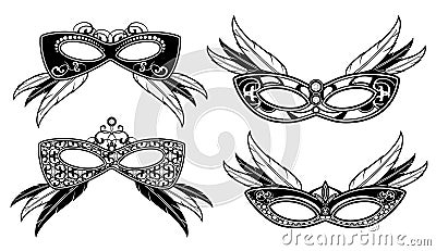 Veneto masquerade masks with lace luxury pattern vector stock Vector Illustration