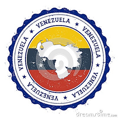 Venezuela, Bolivarian Republic of map and flag in. Vector Illustration