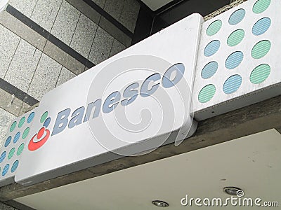 Venezuela, Caracas. Iconic Venezuelan bank, Banesco, at the El Recreo Shopping Center, near the Boulevard de Sabana Grande Editorial Stock Photo