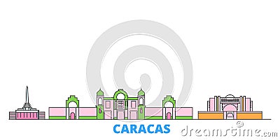 Venezuela , Caracas line cityscape, flat vector. Travel city landmark, oultine illustration, line world icons Vector Illustration