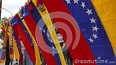 Venezuela flags flowing in the wind Editorial Stock Photo