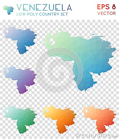 Venezuela geometric polygonal maps, mosaic style. Vector Illustration