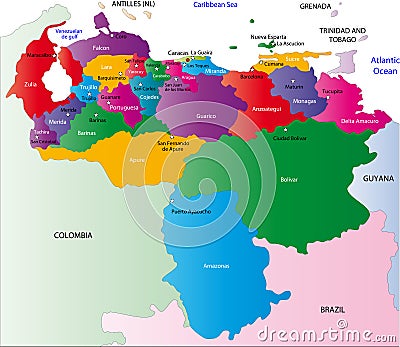 Venezuela map Cartoon Illustration