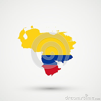 Venezuela map in Colombia flag colors, editable vector Vector Illustration