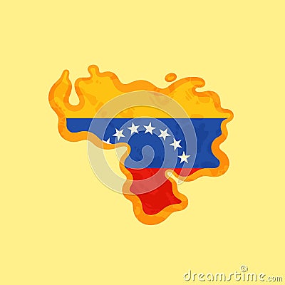 Venezuela - Map colored with Venezuelan flag Vector Illustration