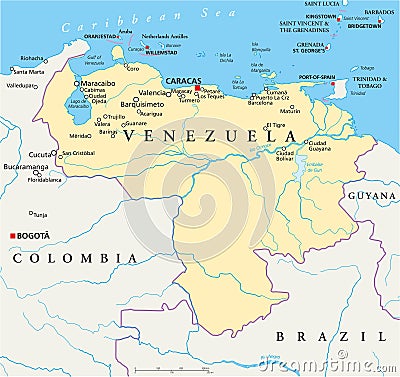 Venezuela Political Map Vector Illustration