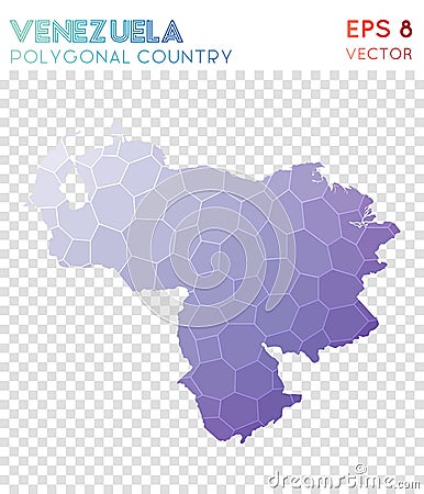 Venezuela polygonal map, mosaic style country. Vector Illustration