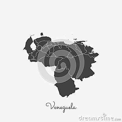 Venezuela region map: grey outline on white. Vector Illustration