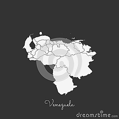 Venezuela region map: white outline on grey. Vector Illustration