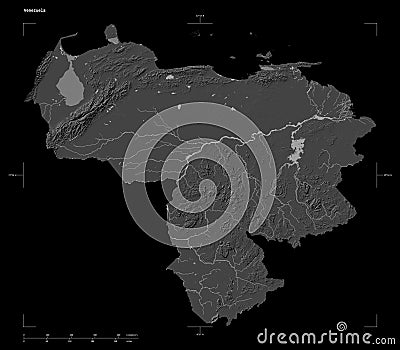 Venezuela shape on black. Bilevel Stock Photo