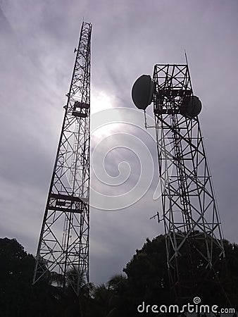 Tower Telecom radio antenna sky Stock Photo