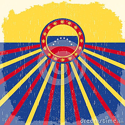 Venezuela vintage old poster with venezuelan flag colors Vector Illustration