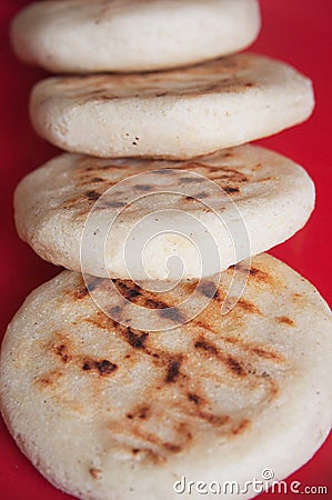 Venezuelan Arepas served on a table Stock Photo