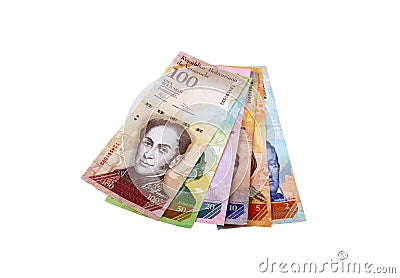 Venezuelan bank notes Editorial Stock Photo