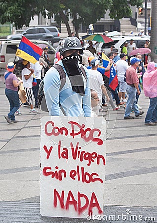 Venezuelan people protesting against Maduro Editorial Stock Photo