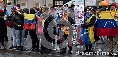 Porto / Portugal - 02/02/2019: Venezuelans in Portugal protest against Nicolas Maduro Editorial Stock Photo