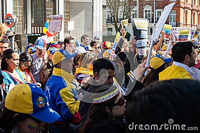 Venezuelans protest outside their countrys embassy Editorial Stock Photo