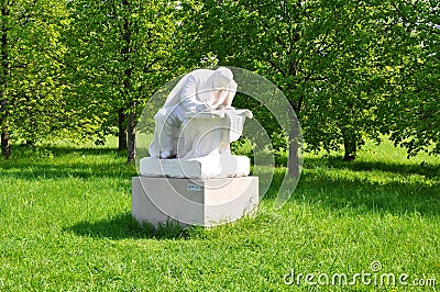 Veniamin Pinchuk Sculpture `Lenin in Razliv` at the Museum-Reserve Leninskie Gorki. Russia Editorial Stock Photo