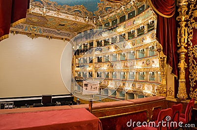 VENICE - APRIL 7, 2014: Interior of La Fenice Theatre. Teatro La Editorial Stock Photo