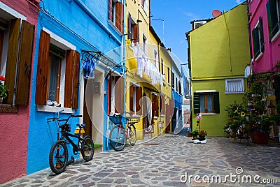 Venice, Burano island houses Stock Photo