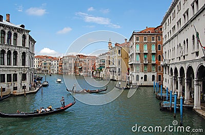 Venice Canal and gondola Stock Photo