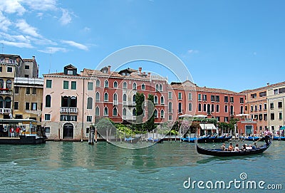 Venice Canal and gondola. Stock Photo