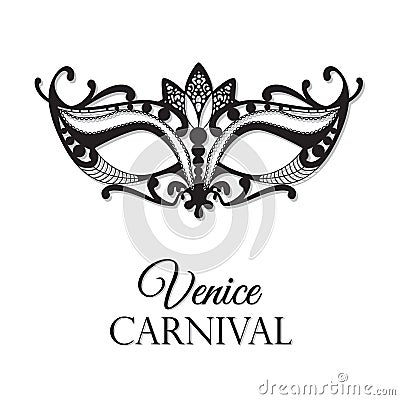 Venice carnival. Black lace mask. Vector design. Stock Photo