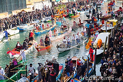 Venice Carnivale boats Stock Photo