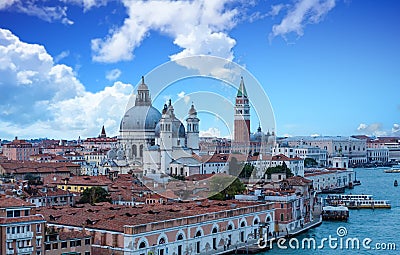 Venice Church Domes and St Marks Bell Tower Stock Photo