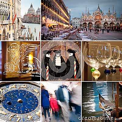 Venice city collage Editorial Stock Photo