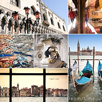 Venice city collage Editorial Stock Photo