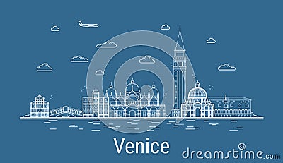 Venice city, Line Art Vector illustration Vector Illustration