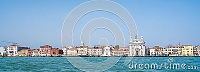 Venice cityscape in panorama, view from the sea Stock Photo