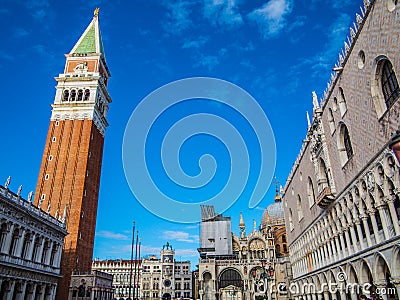 Venice Doge's Palace and Campanile Tower Editorial Stock Photo